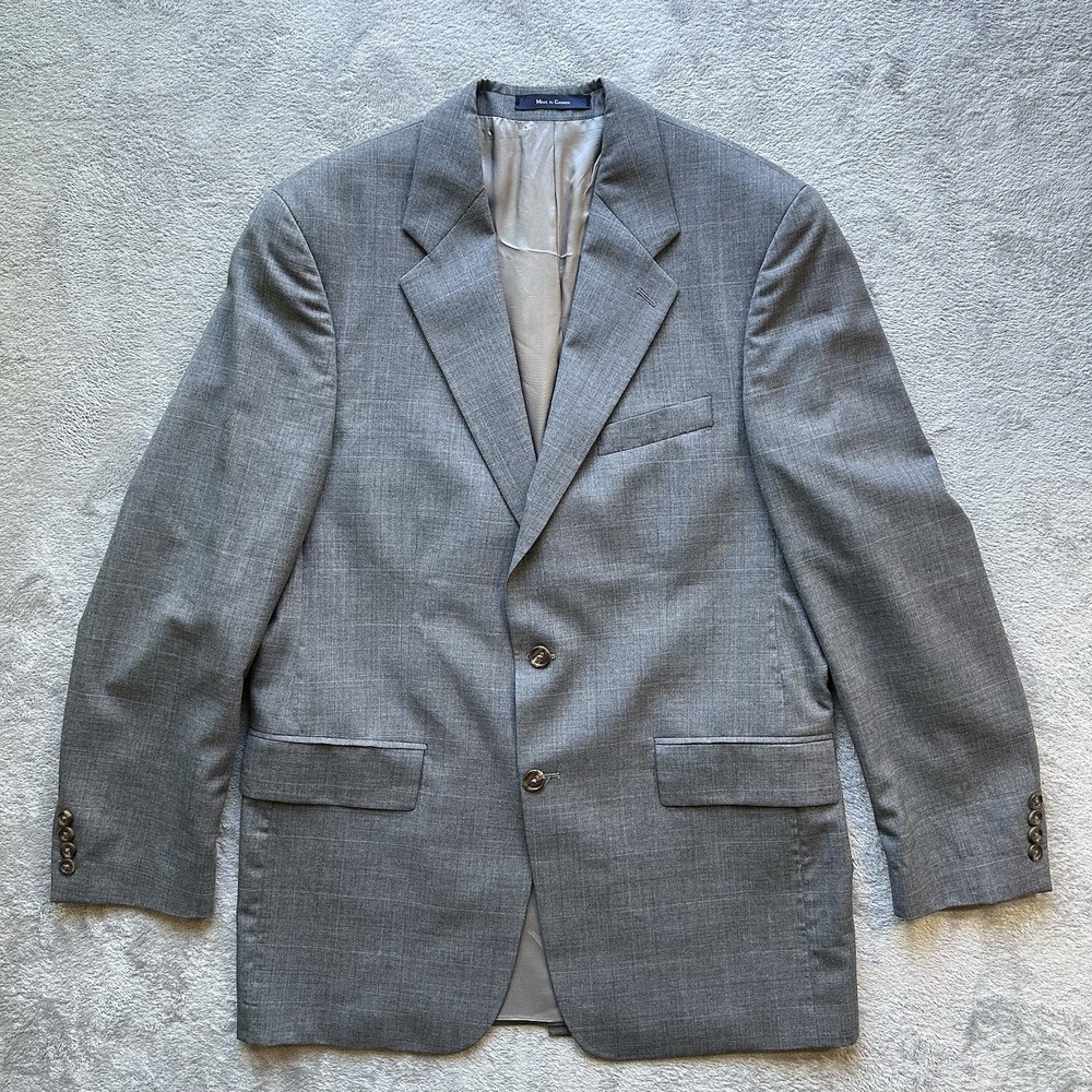 VTG Chaps Ralph Lauren 41T Gray Wool Blazer Sport Coat Made Canada Classic Suit